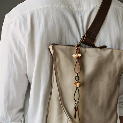 Monkey Silver Metal Keychain with Black Leather by Kay Bojesen