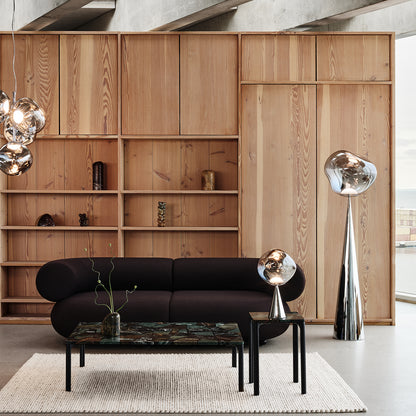 Melt LED Cone Fat Floor Lamp by Tom Dixon - Black Cone / Nickel