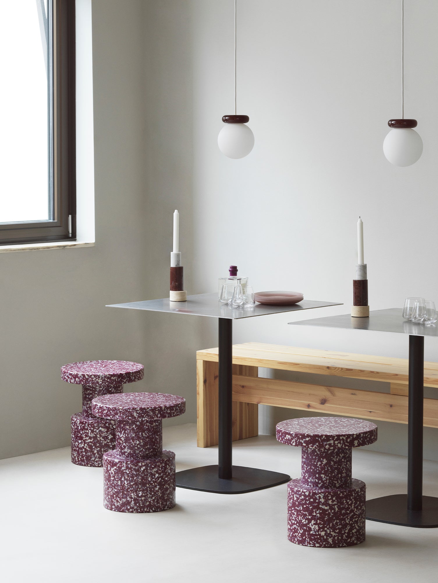 Bit Stool Column by Normann Copenhagen - Burgundy