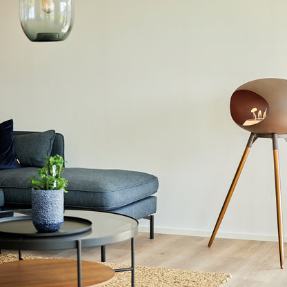 Ground High Fireplace by Le Feu - Mocca Dome / Black Bowl / Smoked Oak Base