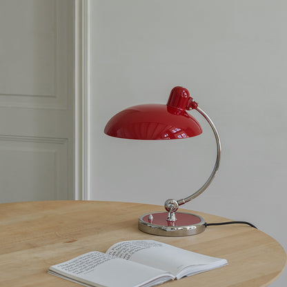 Kaiser Idell Luxus Table Lamp by Fritz Hansen - High Gloss Venetian Red Shade with Chrome Base