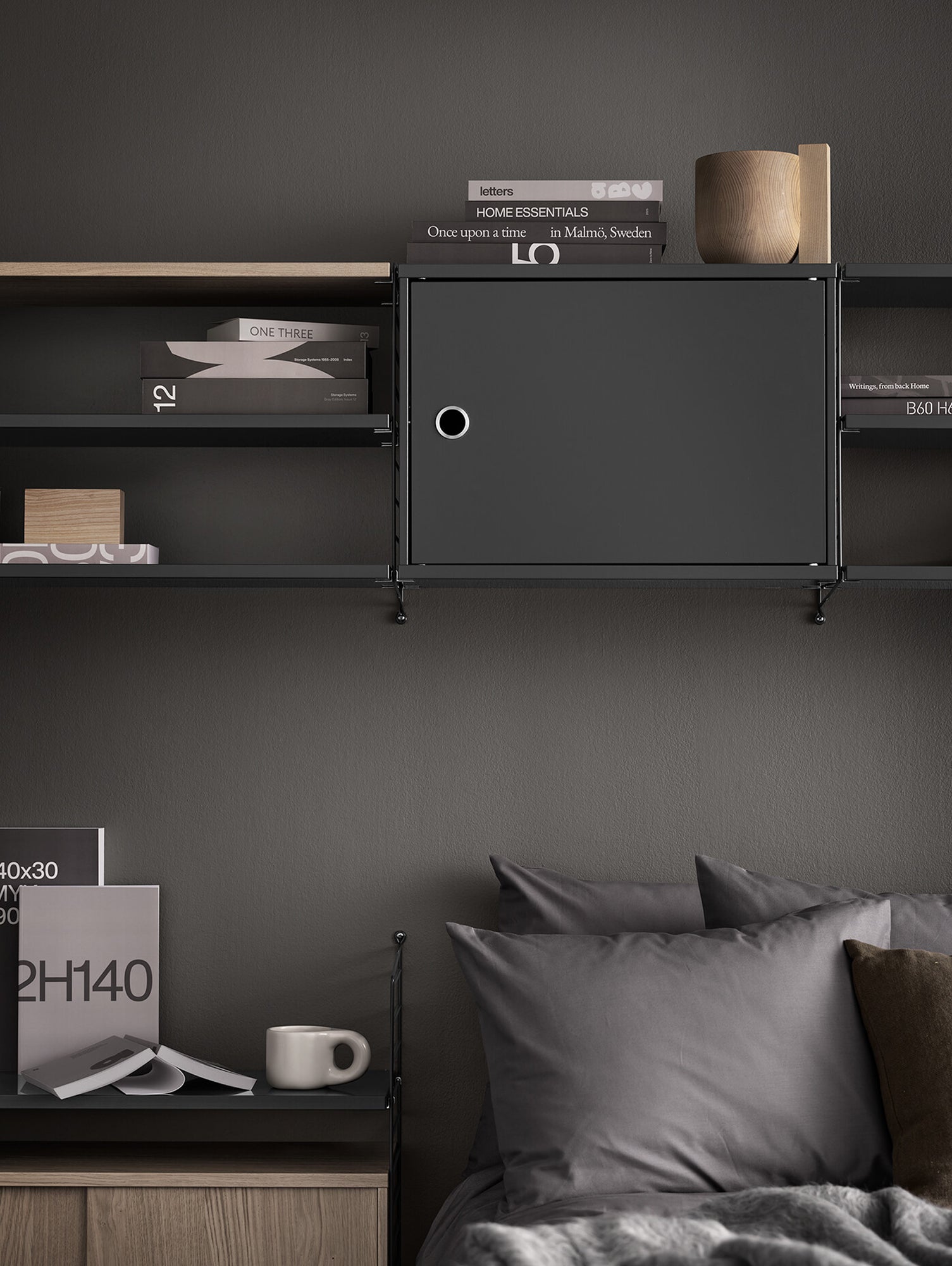 String System Cabinet with Swing Door by String - Dark Grey
