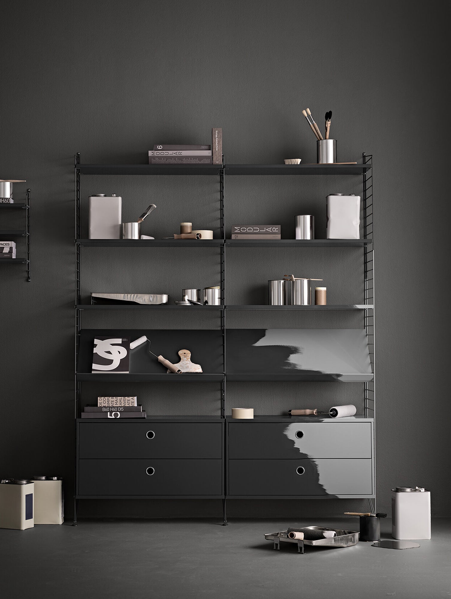 String System Magazine Shelf by String - Dark Grey