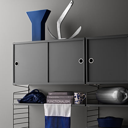 String System Cabinet with Sliding Doors by String - Dark Grey