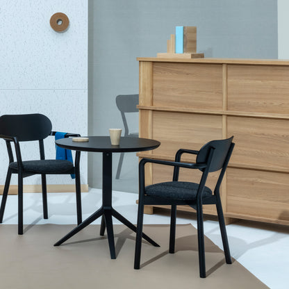 Scout Bistro Table by Karimoku New Standard - 60x60 / Grain Matte Black Lacquered Oak