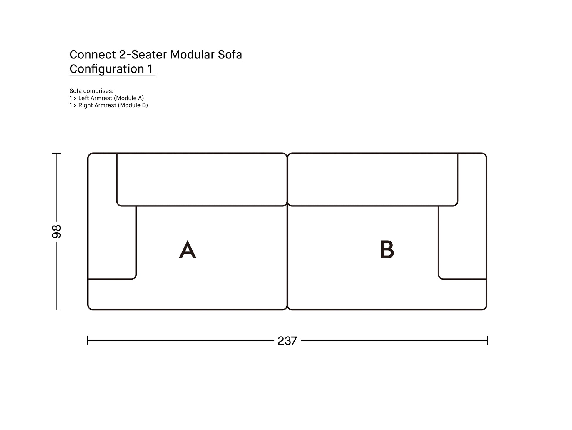 Connect 2-Seater Modular Sofa by Muuto / Configuration 1 