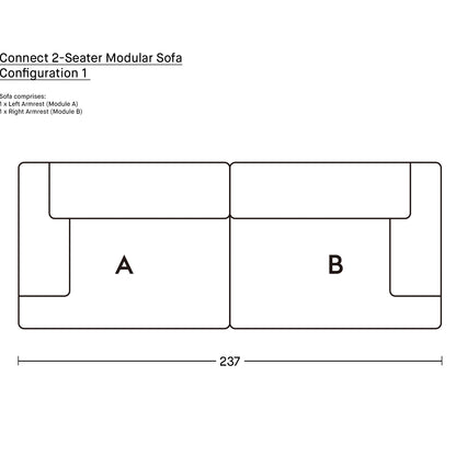 Connect 2-Seater Modular Sofa by Muuto / Configuration 1 