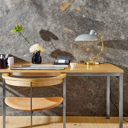 Kaiser Idell Luxus Table Lamp by Fritz Hansen - Matt Easy Grey Shade with Brass Base