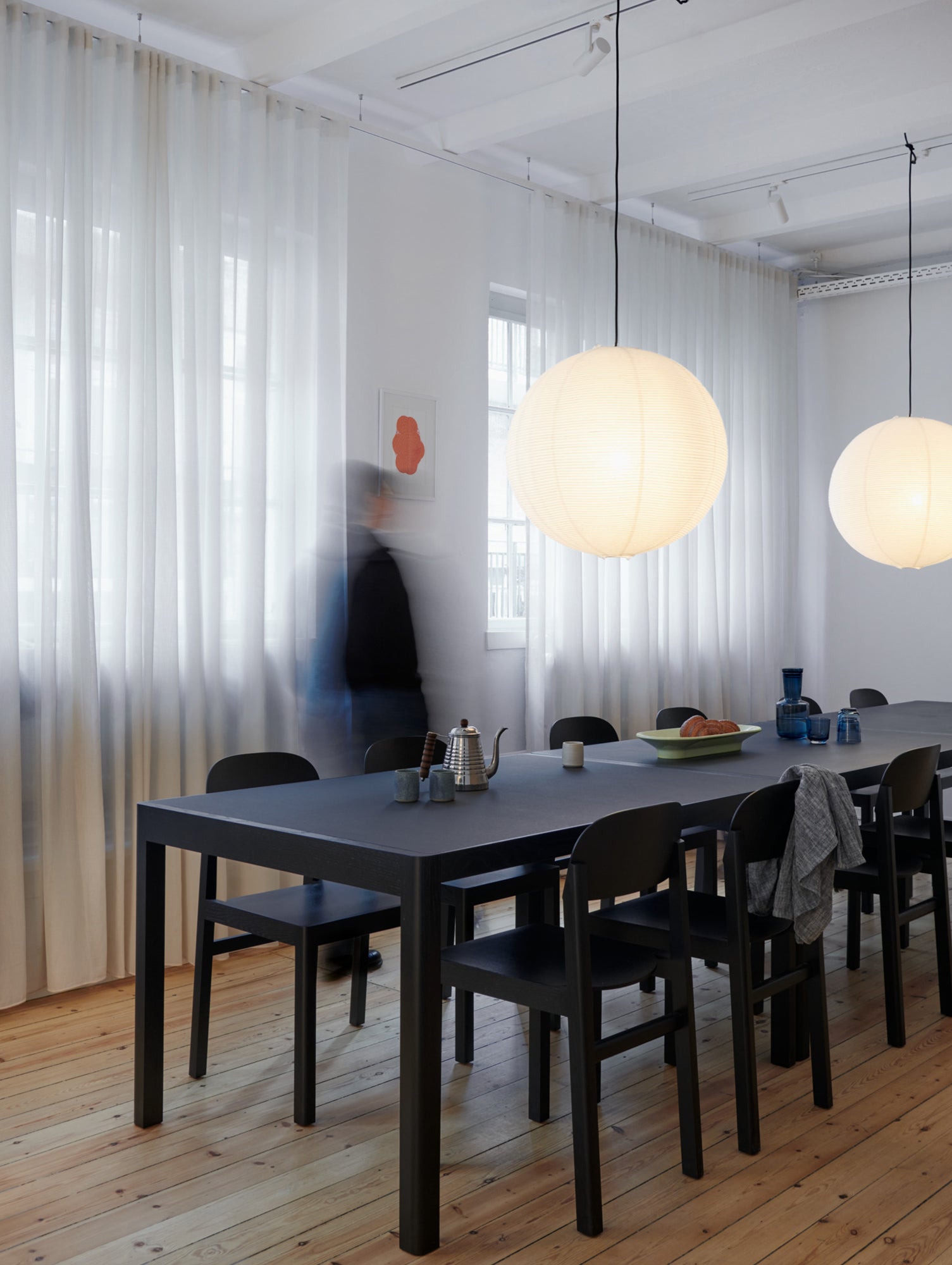 Workshop Table by Muuto - Black Linoleum Top with Black Lacquered Oak Base