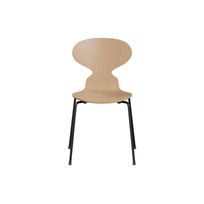 Ant Chair 4 Legs by Fritz Hansen - Natural Veneer Shell / Black Steel Base / Beech