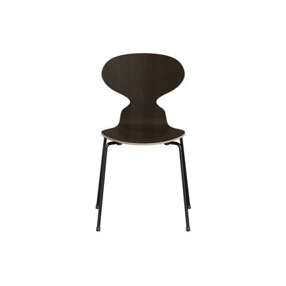 Ant Chair 4 Legs by Fritz Hansen - Natural Veneer Shell / Black Steel Base / Dark Stained Oak