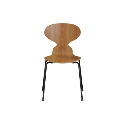 Ant Chair 4 Legs by Fritz Hansen - Natural Veneer Shell / Black Steel Base / Elm