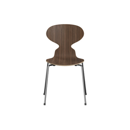 Ant Chair 4 Legs by Fritz Hansen - Natural Veneer Shell / Chromed Steel Base / Walnut