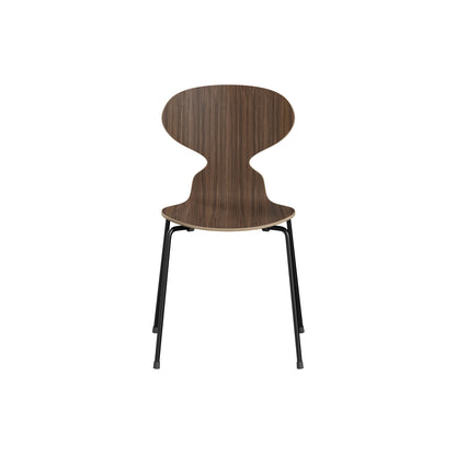 Ant Chair 4 Legs by Fritz Hansen - Natural Veneer Shell / Black Steel Base / Walnut