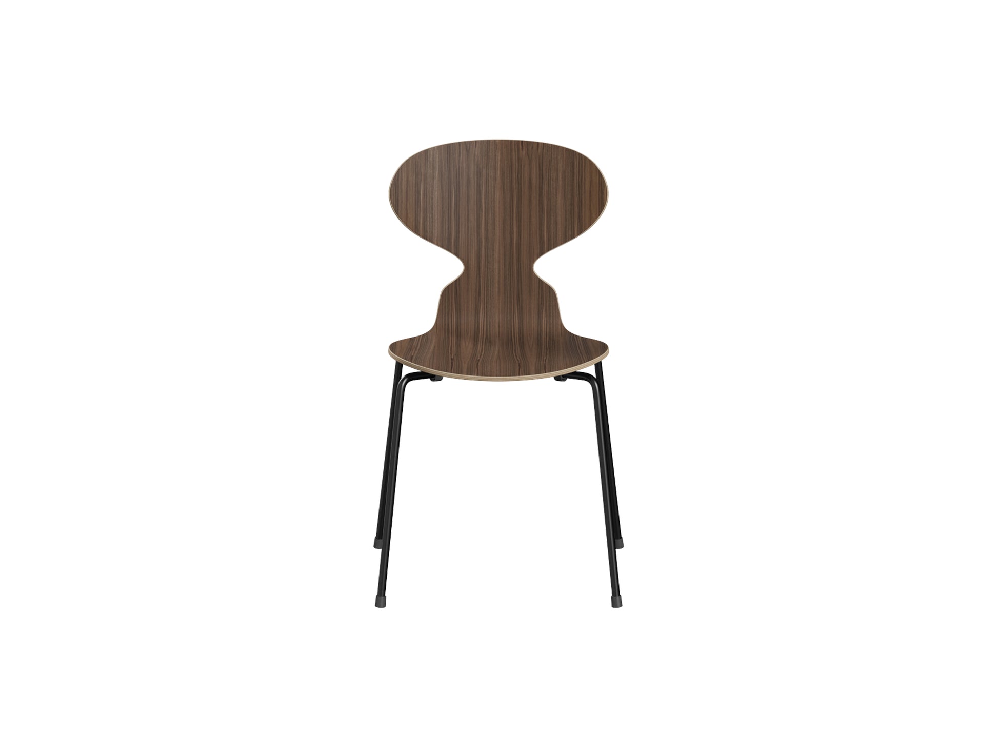 Ant Chair 4 Legs by Fritz Hansen - Natural Veneer Shell / Black Steel Base / Walnut