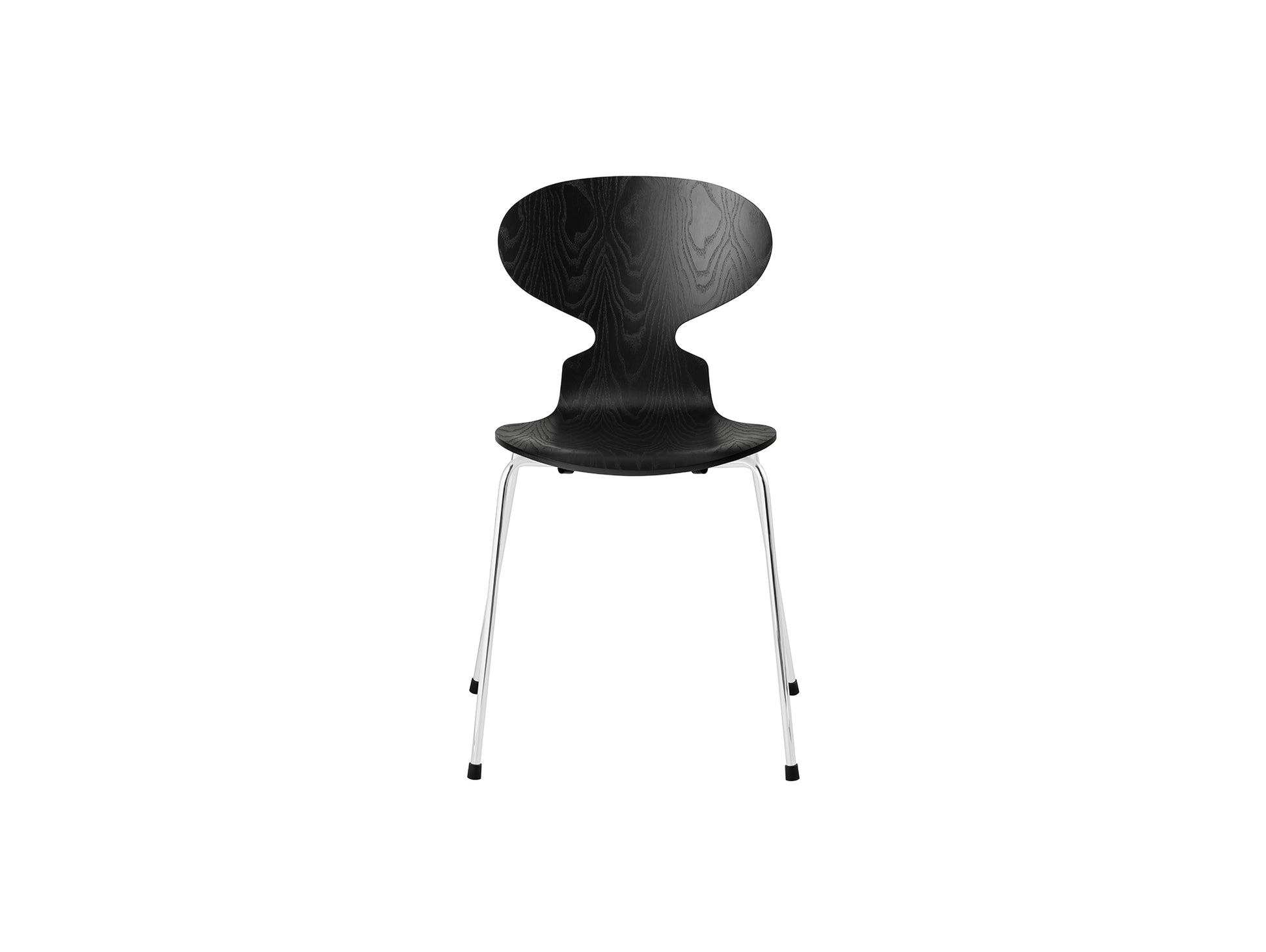Ant Chair 4 Legs by Fritz Hansen - Coloured Ash Veneer Shell / Chromed Steel Base / Coloured Black