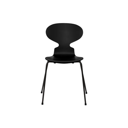 Ant Chair 4 Legs by Fritz Hansen - Lacquered Veneer Shell / Black Steel Base / Lacquered Black