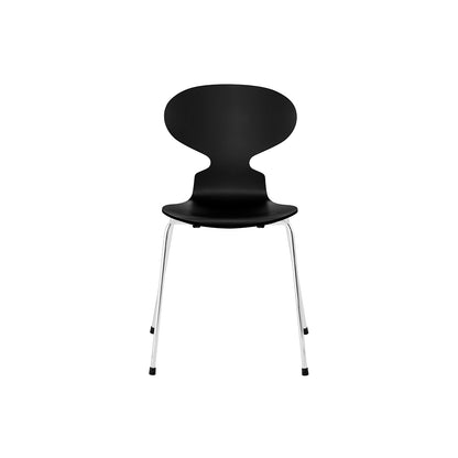 Ant Chair 4 Legs by Fritz Hansen - Lacquered Veneer Shell / Chromed Steel Base / Lacquered Black