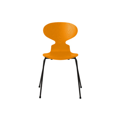 Ant Chair 4 Legs by Fritz Hansen - Coloured Ash Veneer Shell / Black Steel Base / Coloured Burnt Yellow