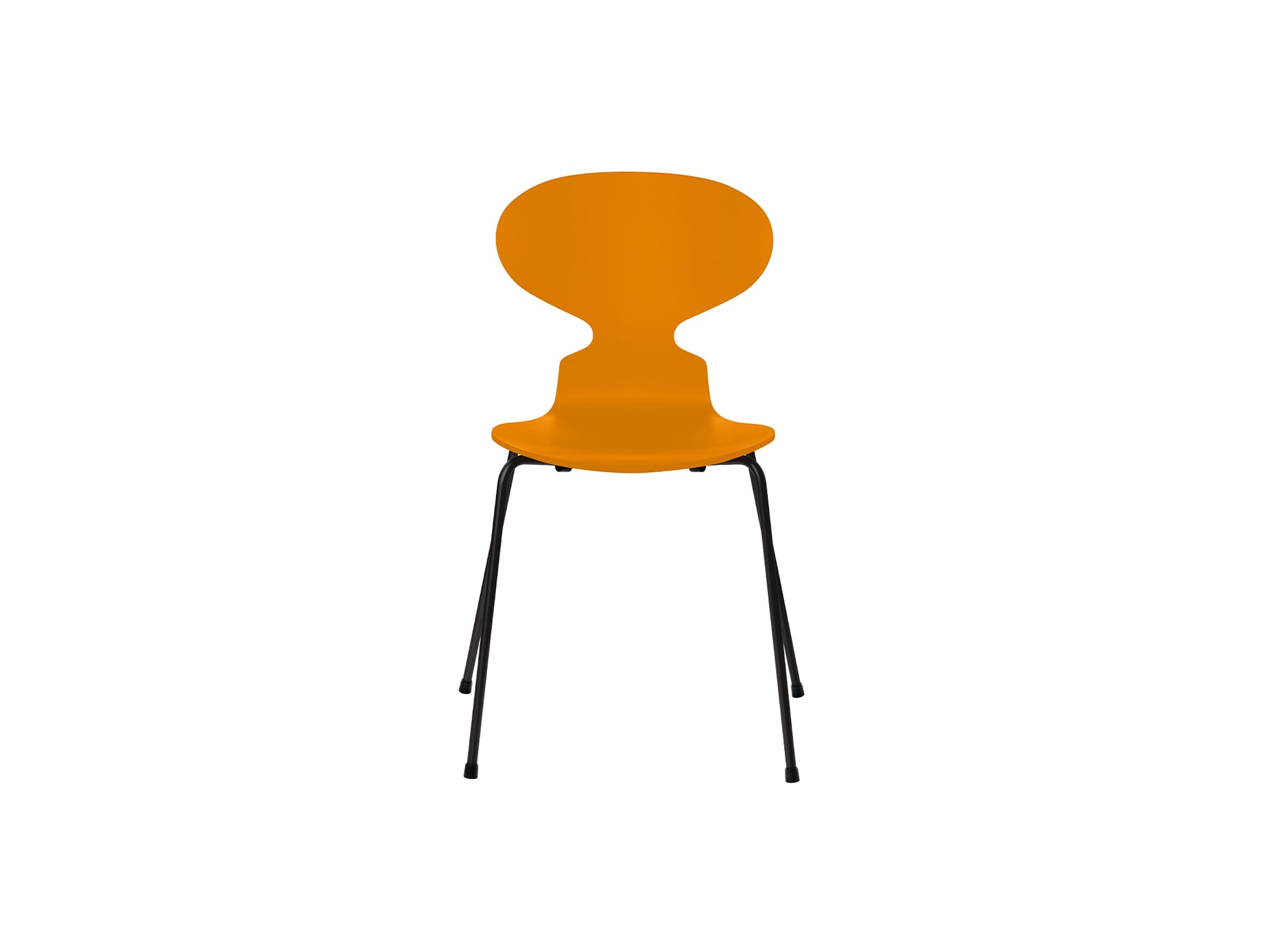 Ant Chair 4 Legs by Fritz Hansen - Lacquered Veneer Shell / Black Steel Base / Lacquered Burnt Yellow