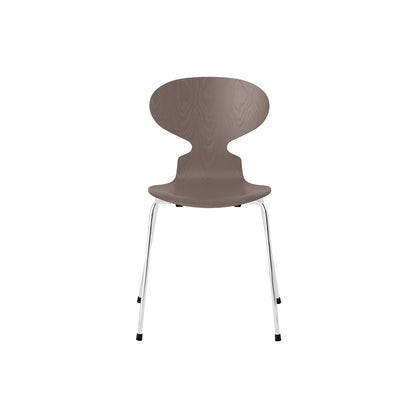 Ant Chair 4 Legs by Fritz Hansen - Coloured Ash Veneer Shell / Chromed Steel Base / Coloured Deep Clay