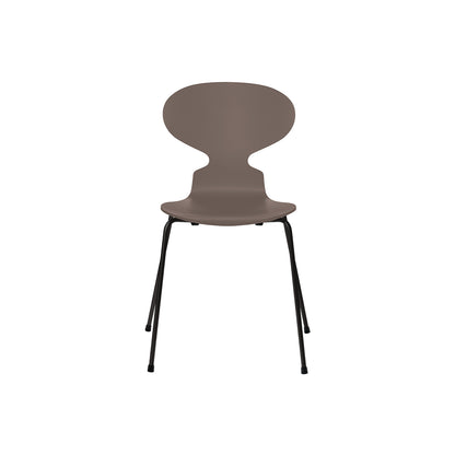 Ant Chair 4 Legs by Fritz Hansen - Lacquered Veneer Shell / Black Steel Base / Lacquered Deep Clay