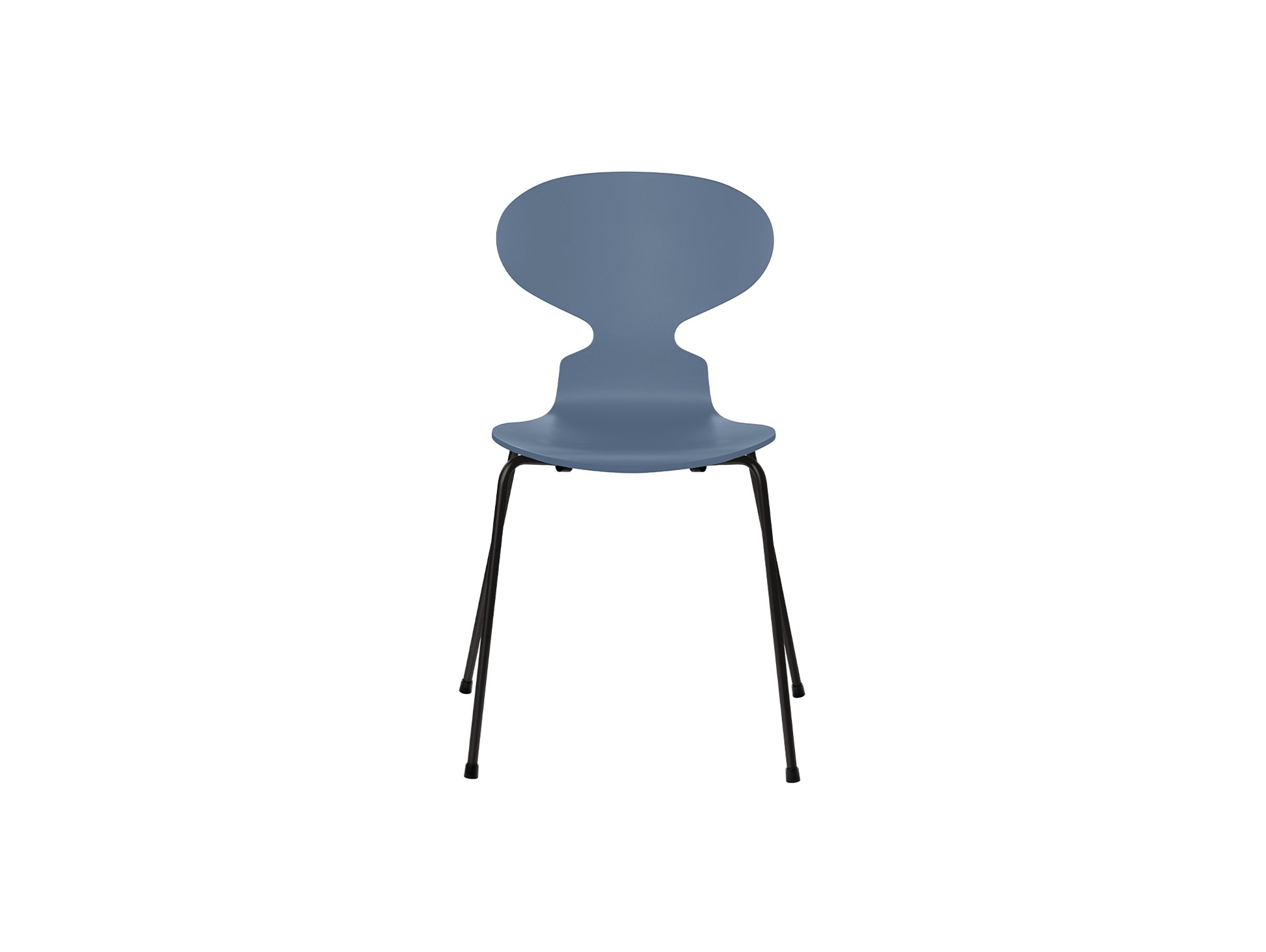 Ant Chair 4 Legs by Fritz Hansen - Lacquered Veneer Shell / Black Steel Base / Lacquered Dusk Blue