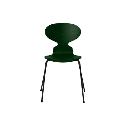 Ant Chair 4 Legs by Fritz Hansen - Coloured Ash Veneer Shell / Black Steel Base / Coloured Evergreen