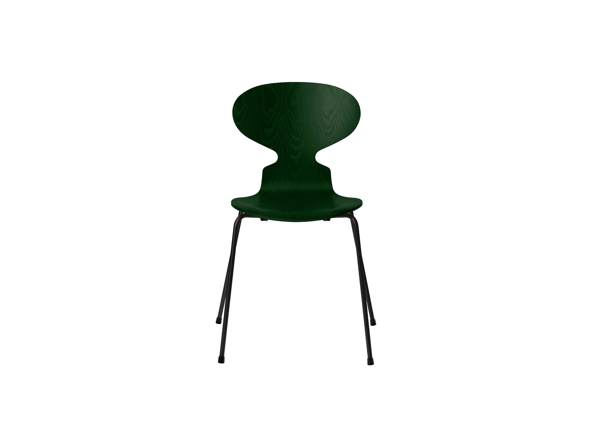 Ant Chair 4 Legs by Fritz Hansen - Coloured Ash Veneer Shell / Black Steel Base / Coloured Evergreen