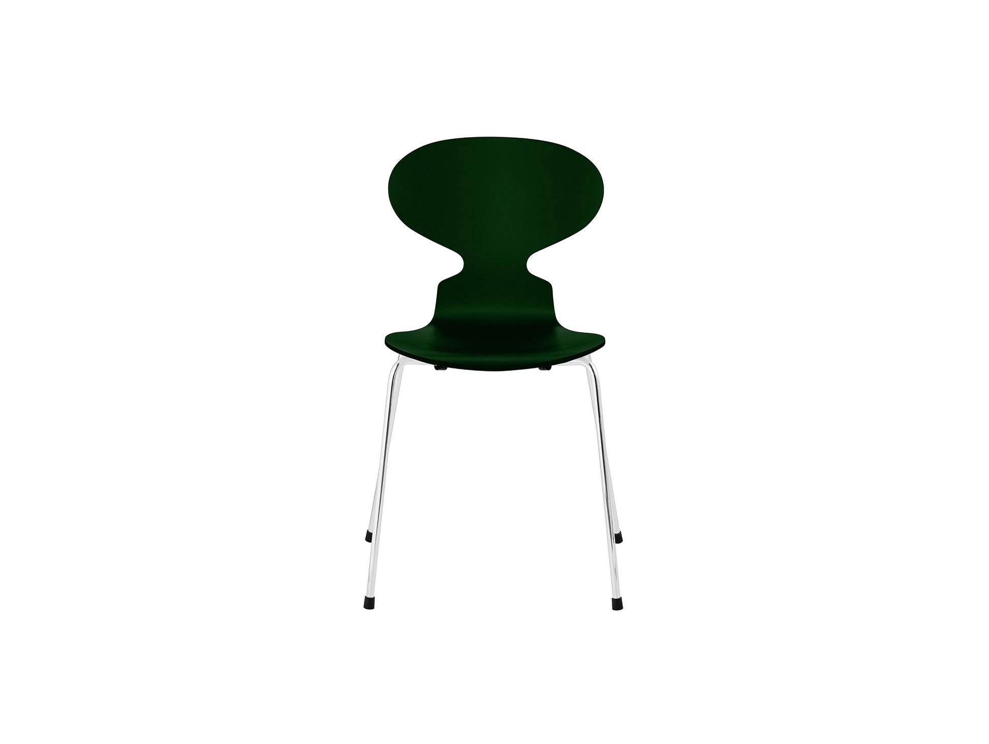 Ant Chair 4 Legs by Fritz Hansen - Lacquered Veneer Shell / Chromed Steel Base / Lacquered Evergreen