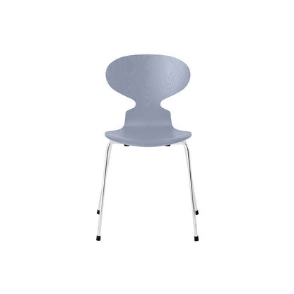 Ant Chair 4 Legs by Fritz Hansen - Coloured Ash Veneer Shell / Chromed Steel Base / Coloured Lavender Blue