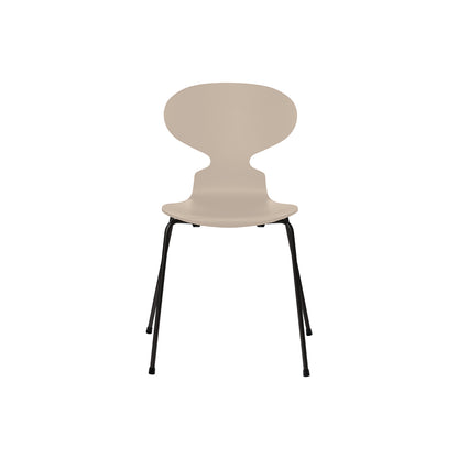 Ant Chair 4 Legs by Fritz Hansen - Lacquered Veneer Shell / Black Steel Base / Lacquered Light Beige
