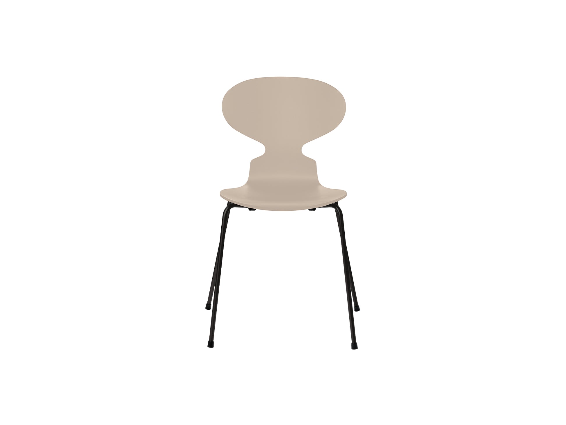 Ant Chair 4 Legs by Fritz Hansen - Lacquered Veneer Shell / Black Steel Base / Lacquered Light Beige