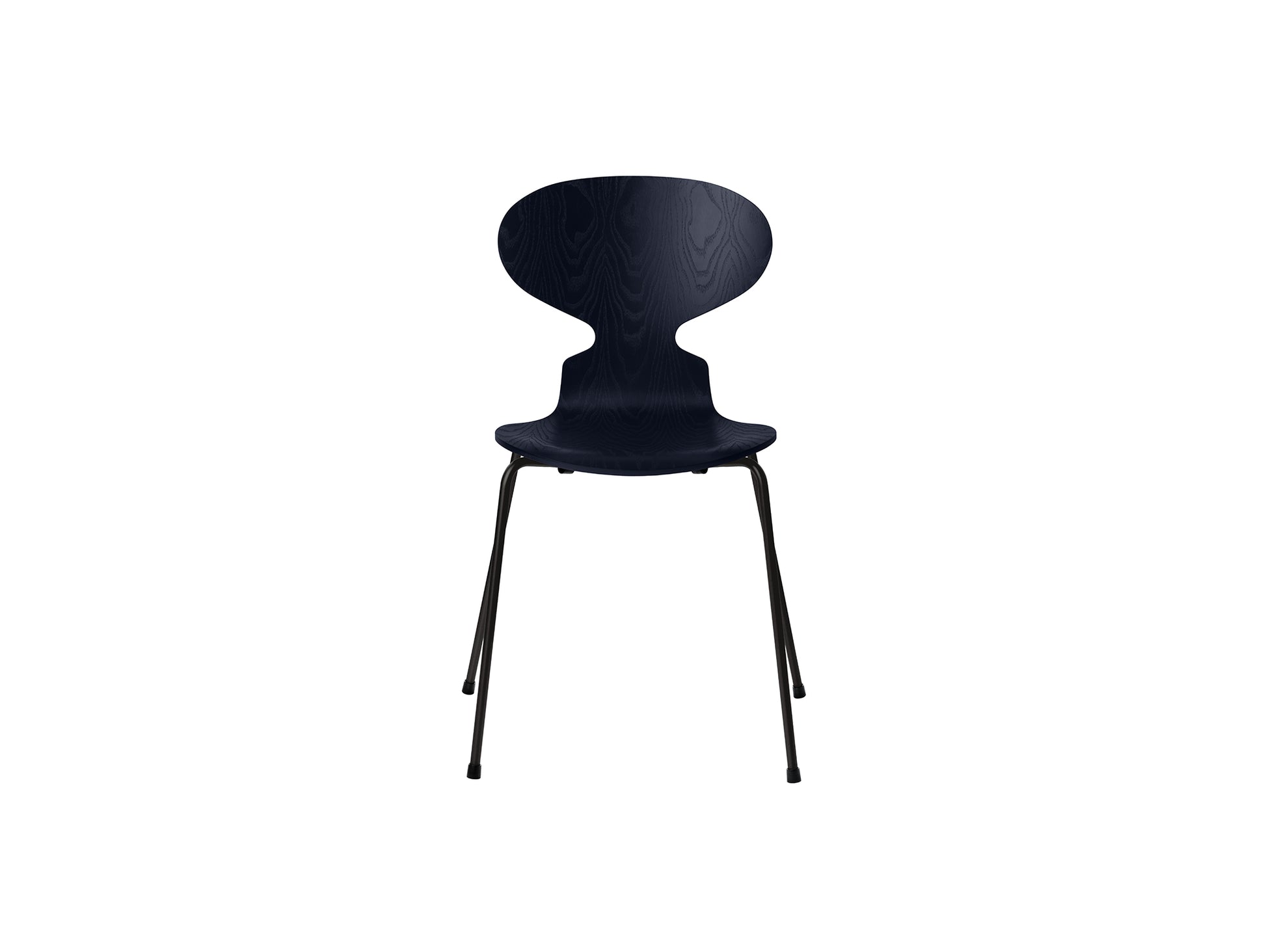 Ant Chair 4 Legs by Fritz Hansen - Coloured Ash Veneer Shell / Black Steel Base / Coloured Midnight Blue