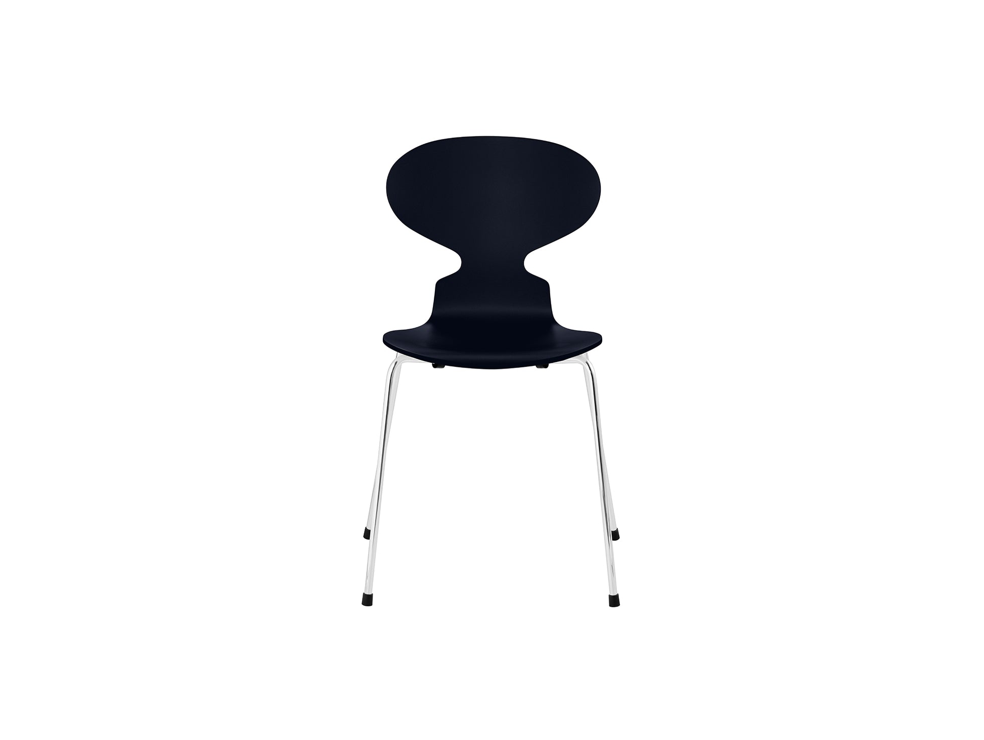 Ant Chair 4 Legs by Fritz Hansen - Lacquered Veneer Shell / Chromed Steel Base / Lacquered Midnight Blue