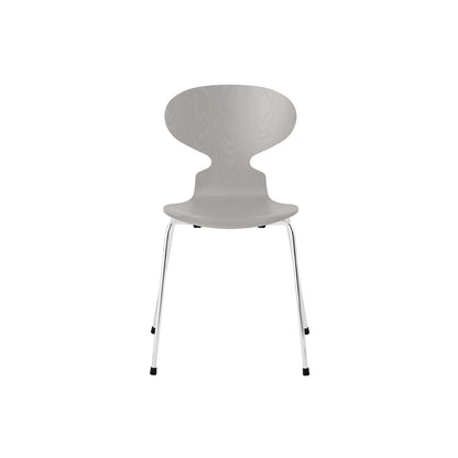Ant Chair 4 Legs by Fritz Hansen - Coloured Ash Veneer Shell / Chromed Steel Base / Coloured Nine Grey