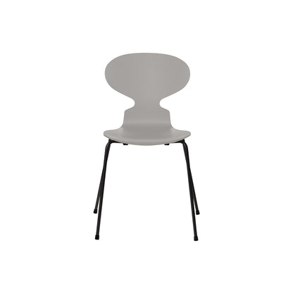 Ant Chair 4 Legs by Fritz Hansen - Lacquered Veneer Shell / Black Steel Base / Lacquered Nine Grey