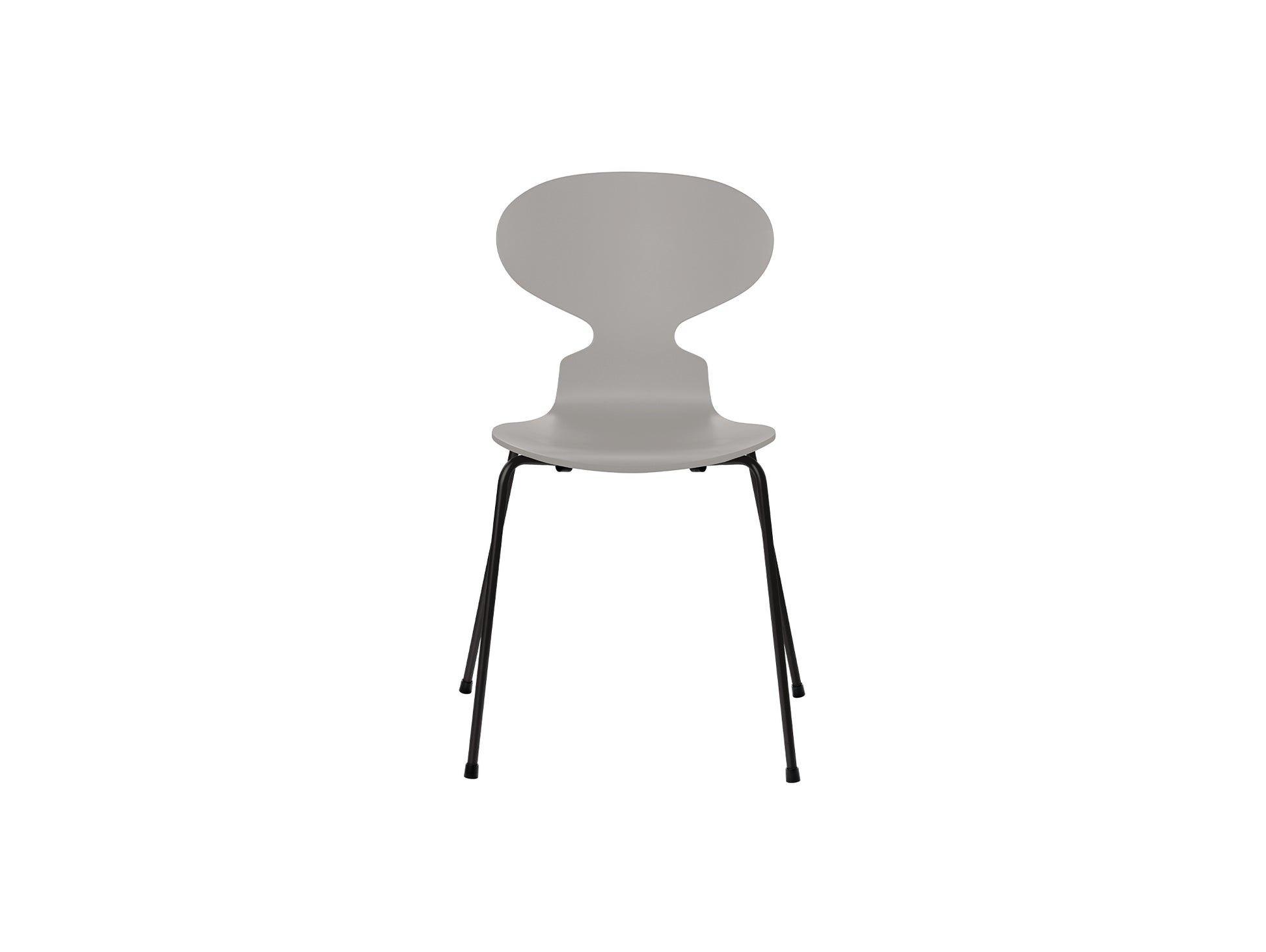 Ant Chair 4 Legs by Fritz Hansen - Lacquered Veneer Shell / Black Steel Base / Lacquered Nine Grey