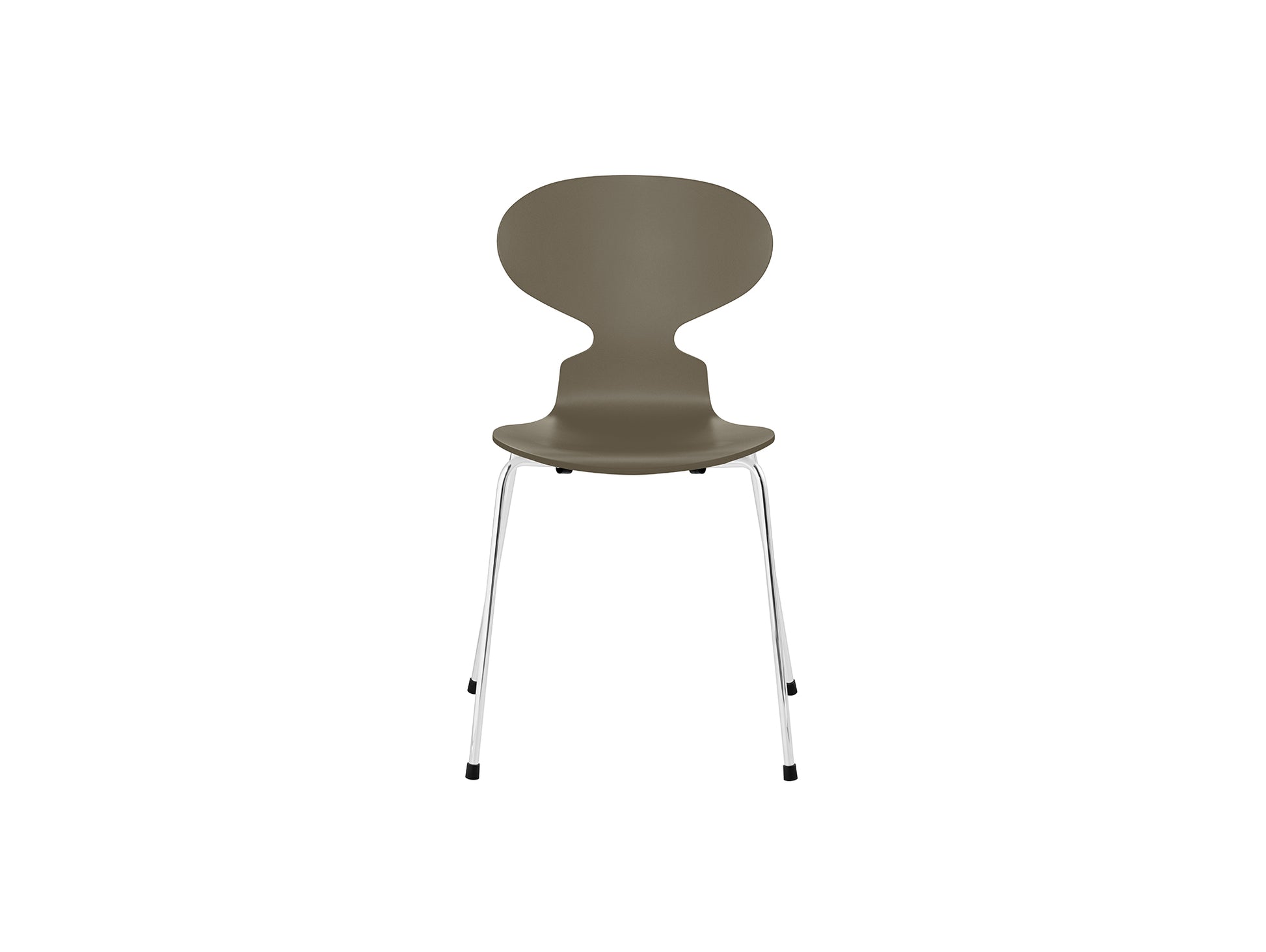 Ant Chair 4 Legs by Fritz Hansen - Lacquered Veneer Shell / Chromed Steel Base / Lacquered Olive Green