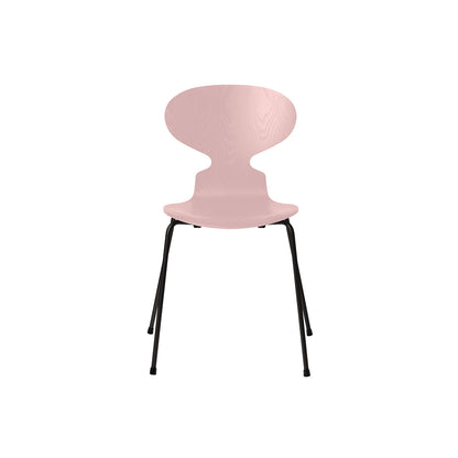Ant Chair 4 Legs by Fritz Hansen - Coloured Ash Veneer Shell / Black Steel Base / Coloured Pale Rose
