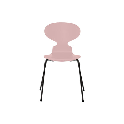 Ant Chair 4 Legs by Fritz Hansen - Lacquered Veneer Shell / Black Steel Base / Lacquered Pale Rose