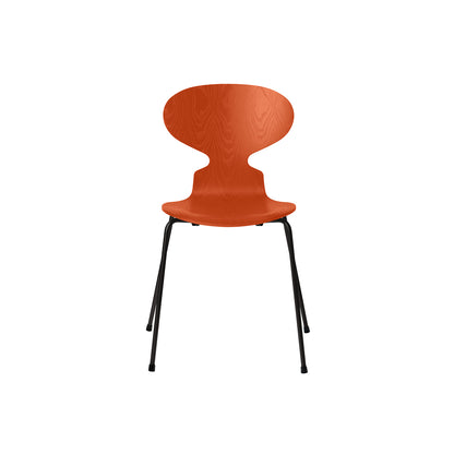 Ant Chair 4 Legs by Fritz Hansen - Coloured Ash Veneer Shell / Black Steel Base / Coloured Paradise Orange
