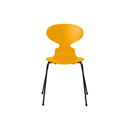 Ant Chair 4 Legs by Fritz Hansen - Coloured Ash Veneer Shell / Black Steel Base / Coloured True Yellow