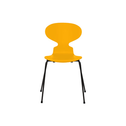 Ant Chair 4 Legs by Fritz Hansen - Lacquered Veneer Shell / Black Steel Base / Lacquered True Yellow