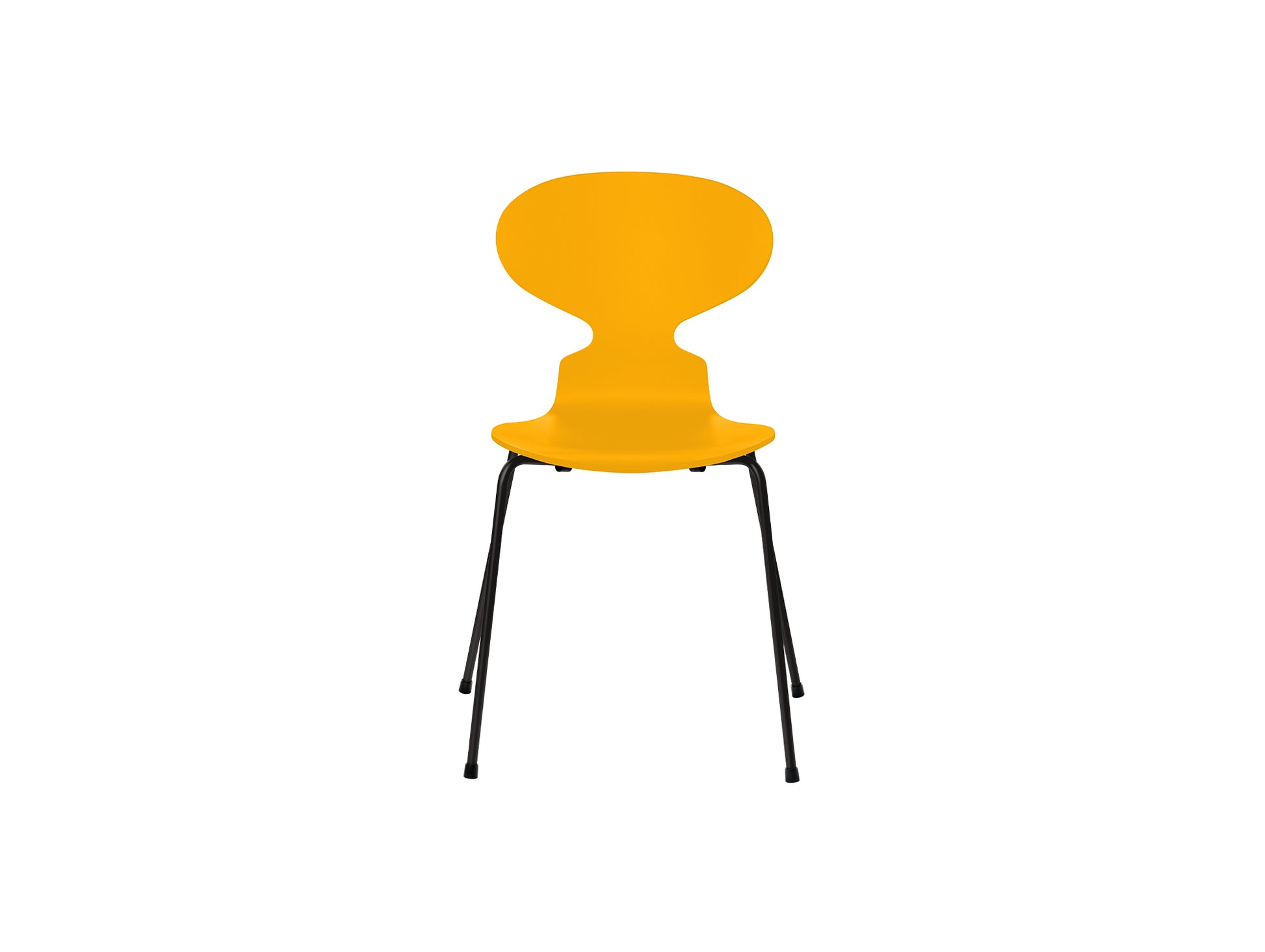 Ant Chair 4 Legs by Fritz Hansen - Lacquered Veneer Shell / Black Steel Base / Lacquered True Yellow