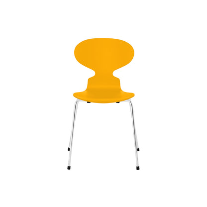 Ant Chair 4 Legs by Fritz Hansen - Lacquered Veneer Shell / Chromed Steel Base / Lacquered True Yellow