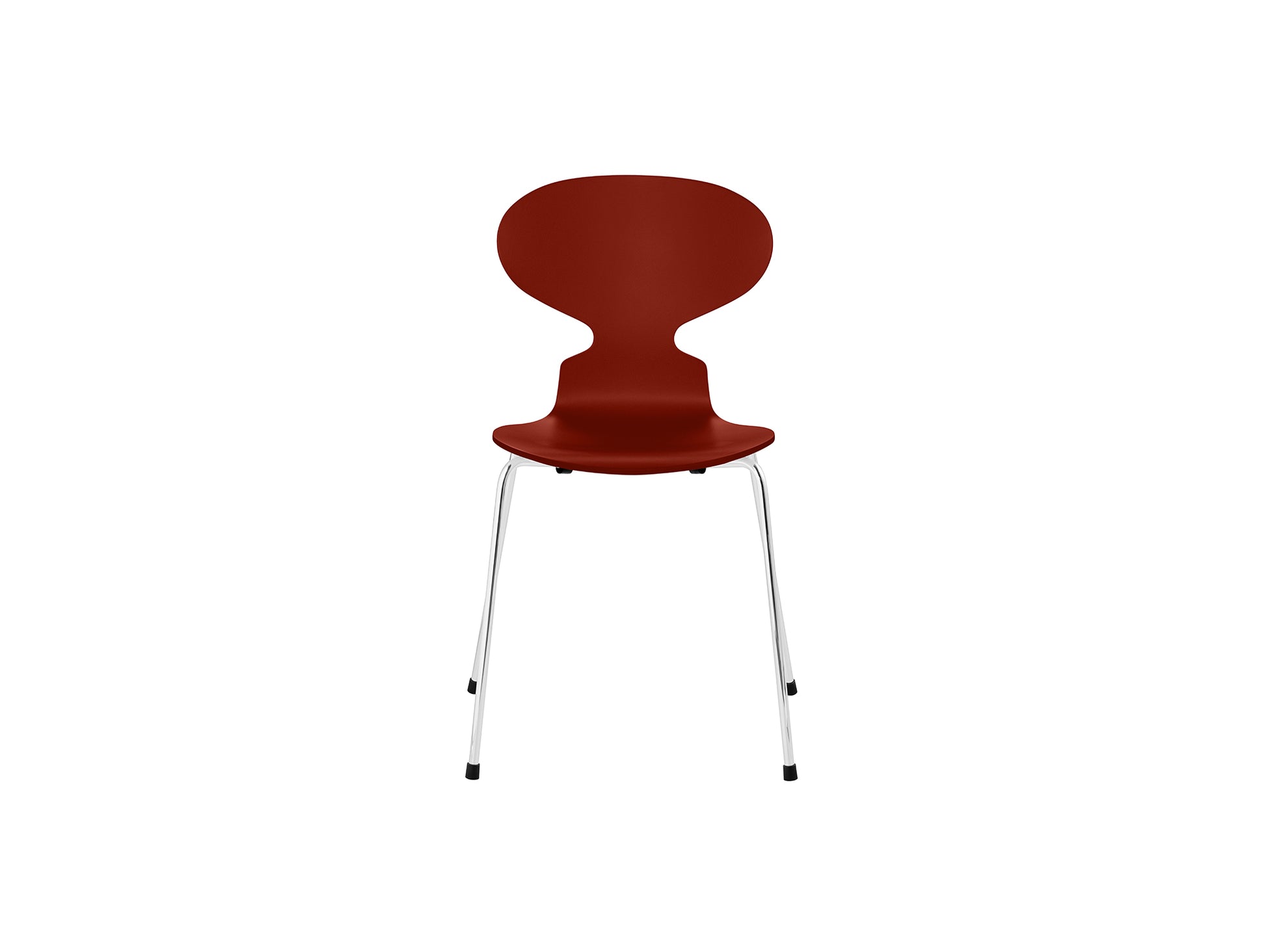 Ant Chair 4 Legs by Fritz Hansen - Lacquered Veneer Shell / Chromed Steel Base / Lacquered Venetian Red