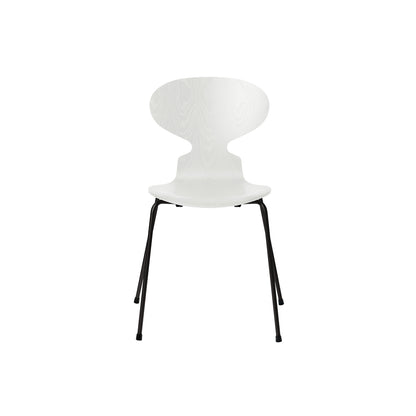 Ant Chair 4 Legs by Fritz Hansen - Coloured Ash Veneer Shell / Black Steel Base / Coloured White