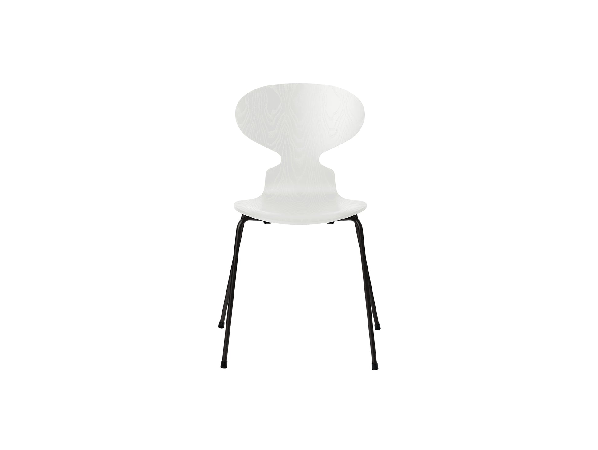 Ant Chair 4 Legs by Fritz Hansen - Coloured Ash Veneer Shell / Black Steel Base / Coloured White
