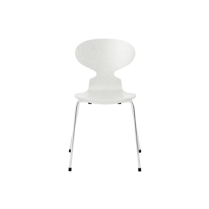 Ant Chair 4 Legs by Fritz Hansen - Coloured Ash Veneer Shell / Chromed Steel Base / Coloured White